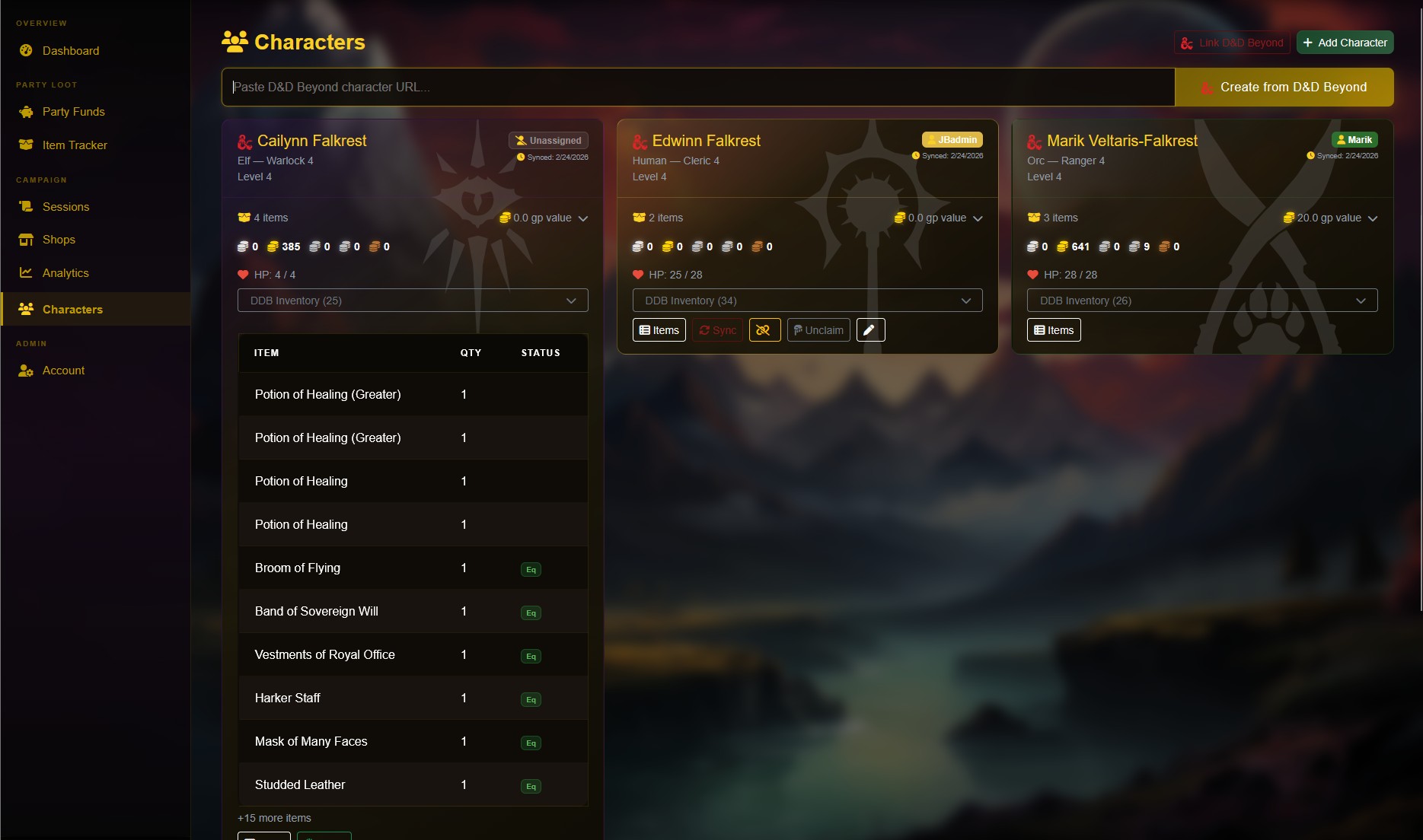 D&D Beyond Integration